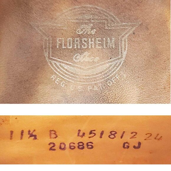 Vintage Florsheim Mens Wingtip Oxford Dress Shoes Black Leather 4 Nail. 11.5 B - Picture 4 of 12